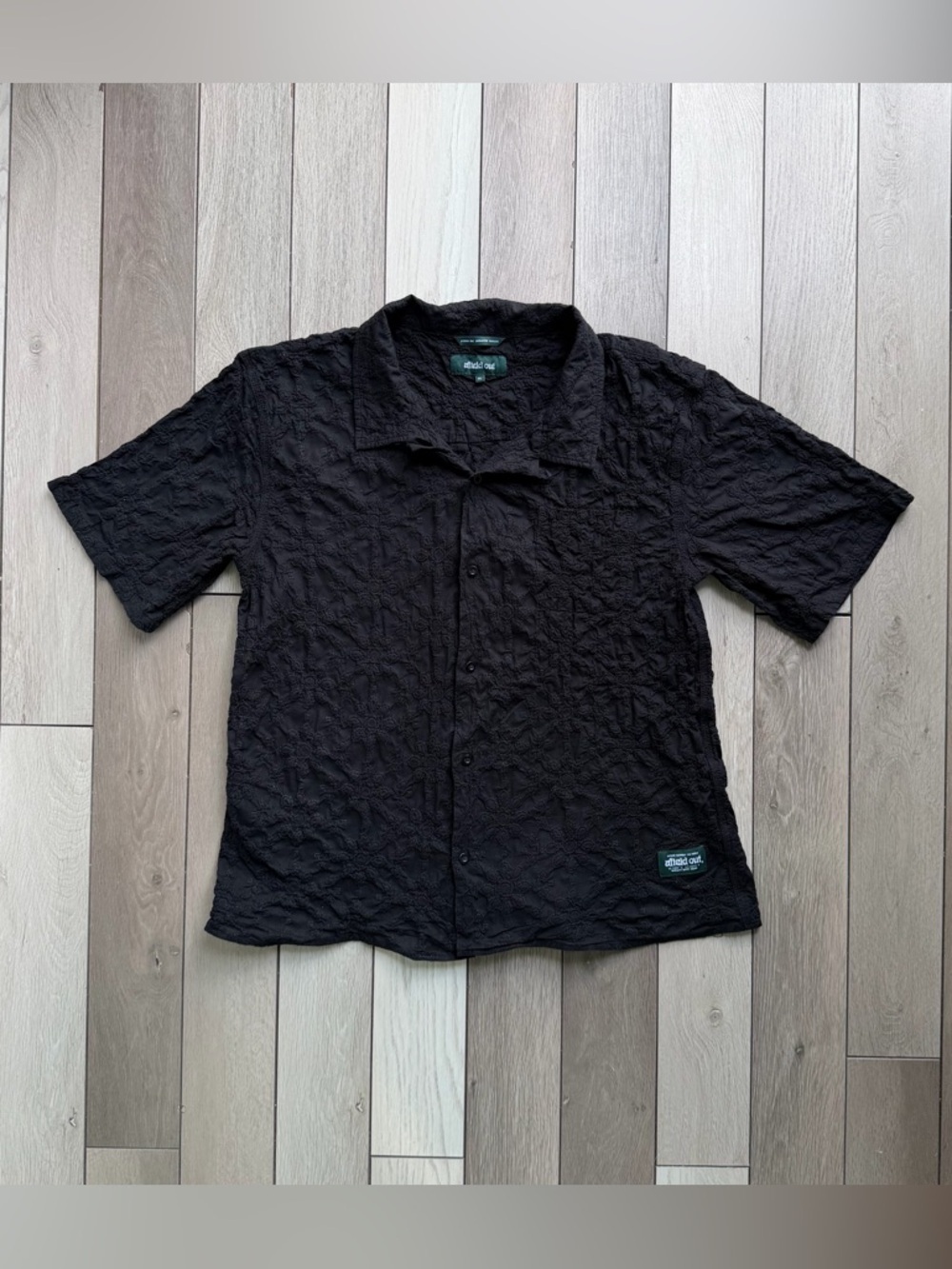 AFIELD OUT textured short sleeve cotton button-up shirt (Men’s)